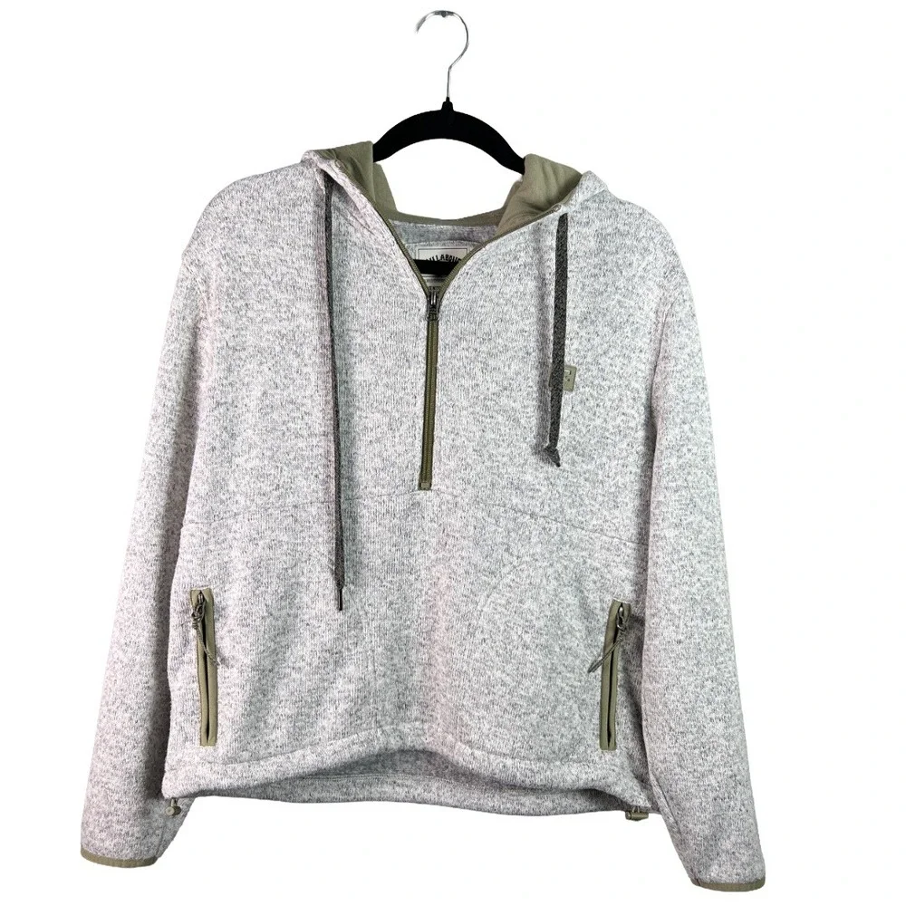 Billabong Fleece Pullover Women's Small Grey Half Zip Hooded Gorpcore